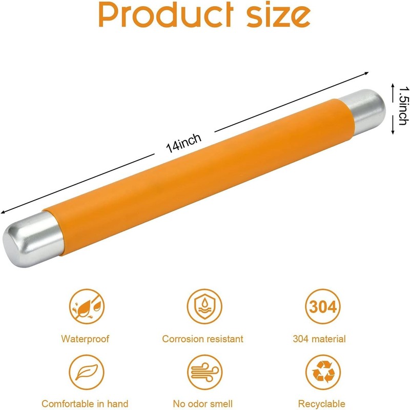 Rolling Pin Dough Roller for Baking with Thickened Non Stick Silicone Metal H... gallery