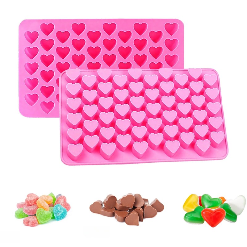 2 Pack Heart Silicone Molds for Chocolate Ice Cube Candy Candle Soap Making
