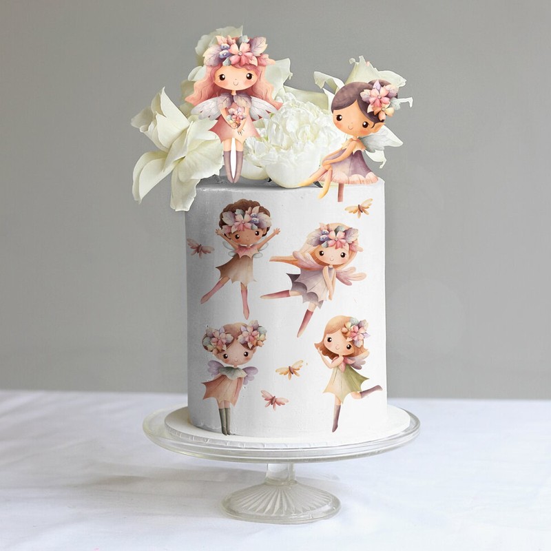Fairy Cute Fairies & Butterflies Cutout Edible Cake Toppers Decorations