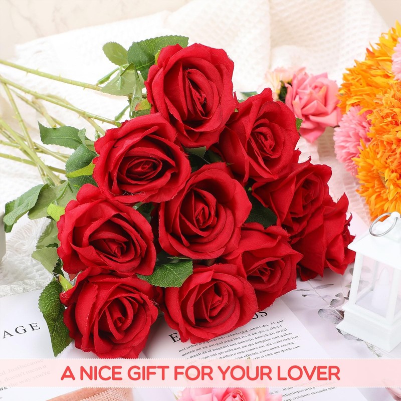 Hotop 120 Pcs Roses Artificial Flowers In Bulklong Stem Artificial Flower gallery