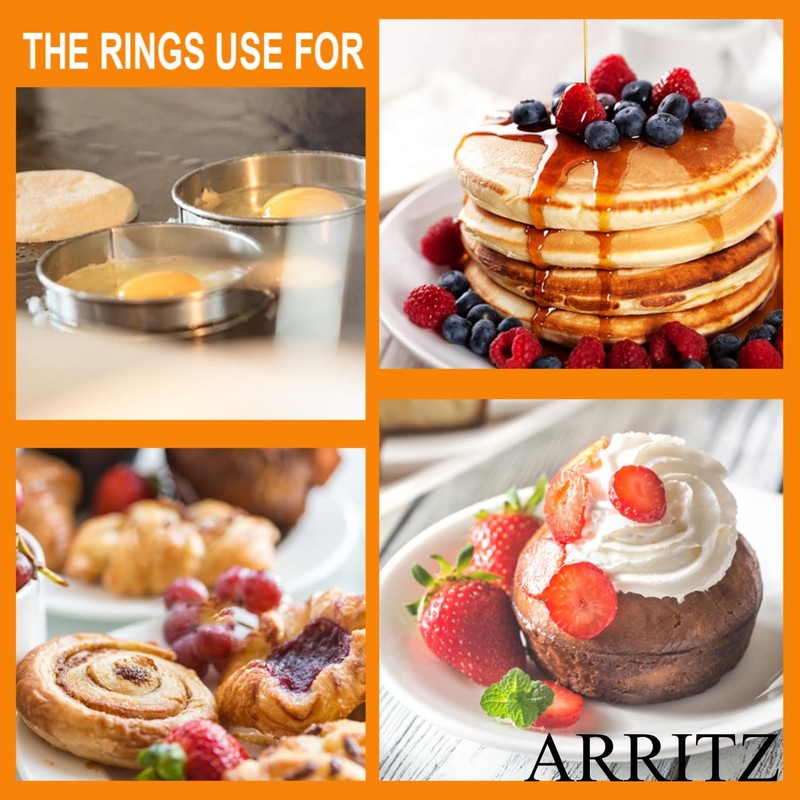 6 PCS 3.15 Inch English Muffin Rings Stainless Steel Double Rolled Tart Mold gallery