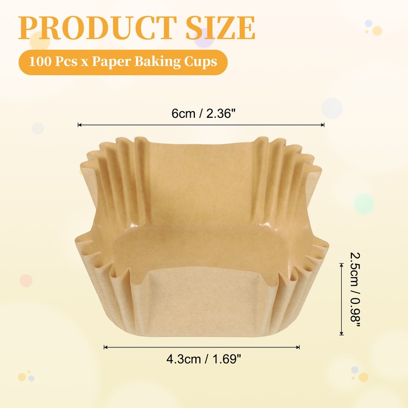 100pcs Square Cupcake Liners Paper Baking Cups Disposable Kraft Paper Color gallery