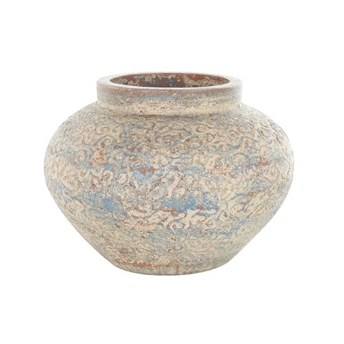 Ceramic Scroll Decorative Vase Antique Style Wide 14" x 13" x 10" Beige gallery