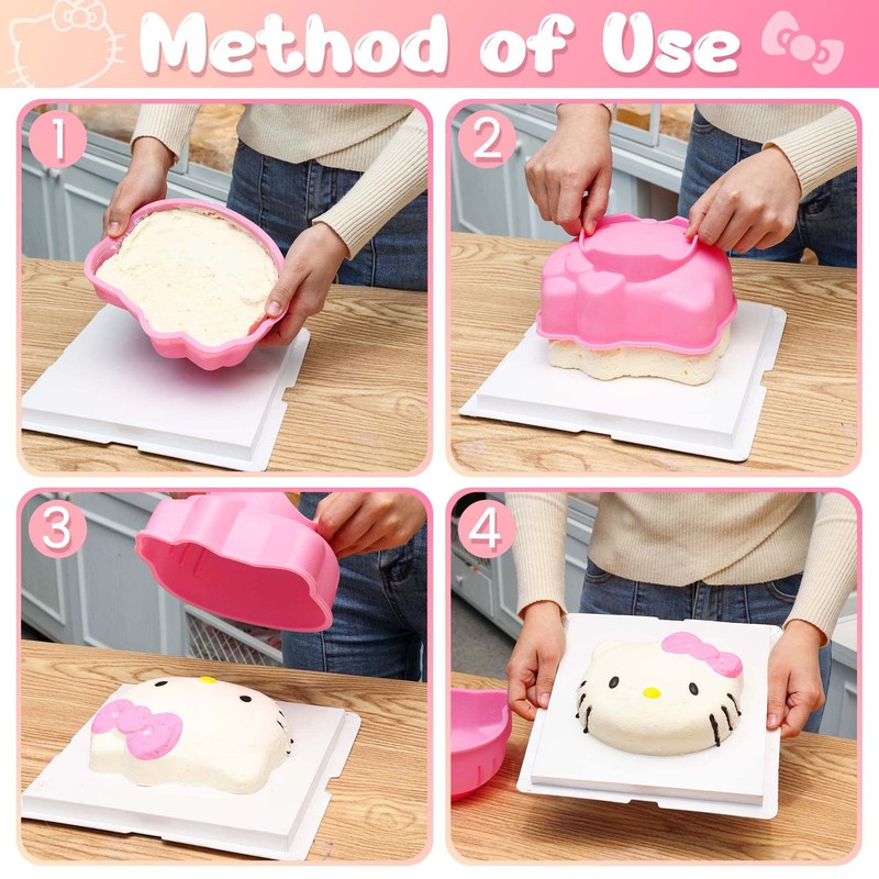 Cat Cake Pan 6 Inch Silicone Mold Fondant Birthday Topper Baking Tool Pink gallery
