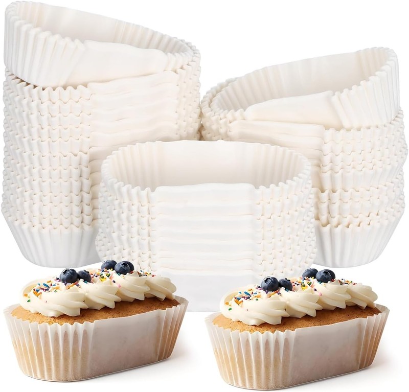 Cabilo 1000Pcs Mini Cupcake Liners, 2.83 x 1.38 inches Oval Oil-Proof
