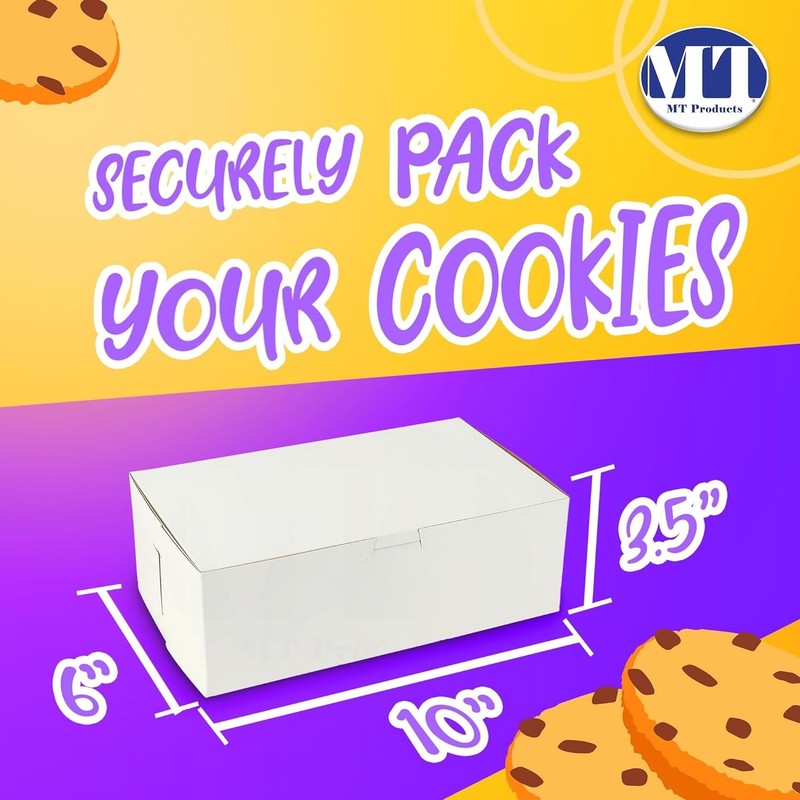 MT Products White Cookie Boxes - 10" x 6" x 3.5" Bakery Boxes - Pack of 250 gallery