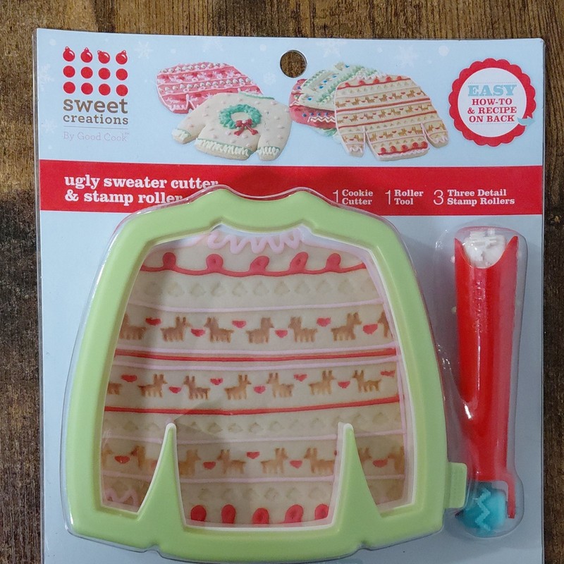 Sweet Creations by Good Cook Ugly Sweater Cookie Cutter Stamp Roller Christmas