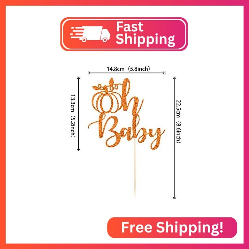 1 PCS Pumpkin Oh Baby Cake Topper Glitter Fall Theme Pumpkin Baby Shower Cake Pi gallery