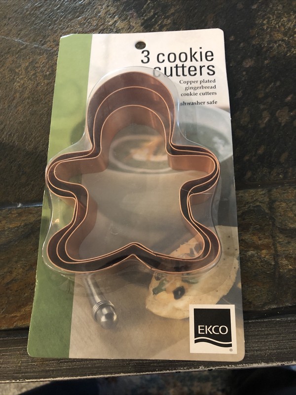 EKCO Copper Plated Cookie Cutters 3 Gingerbreads Graduated Sizes New