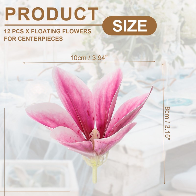 12 Pcs Floating Flowers for Centerpieces, Purple Magnolia Faux Flower Heads gallery