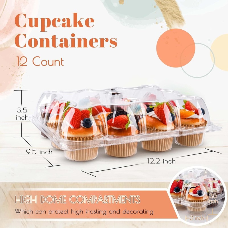 12 Count Cupcake Containers 12 Pack Cupcake Holders with Detachable Tall Dome... gallery