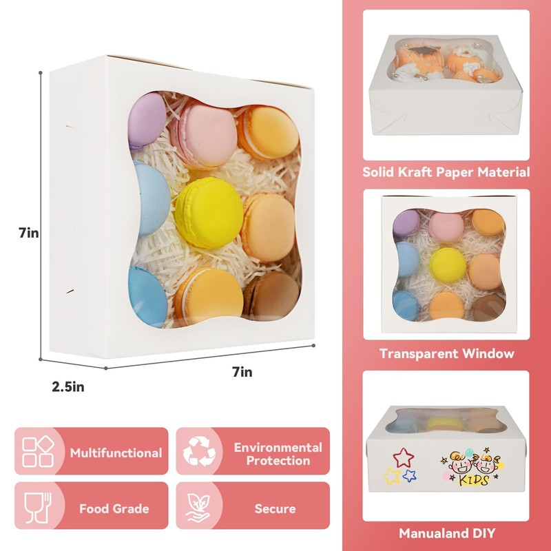 50 PCS Gift Box Cupcake Boxes With Window Individual Containers 7x7x2.5 Inch gallery