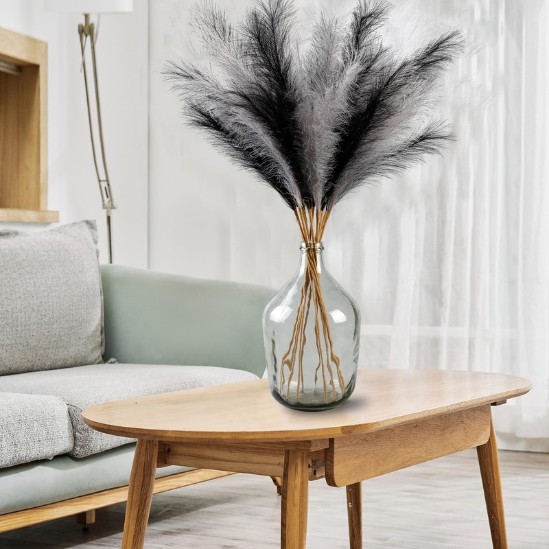 Acfruits 12 Pcs Black And Gray Faux Pampas Grass Decor 38/3.1Ft Tall Fake gallery