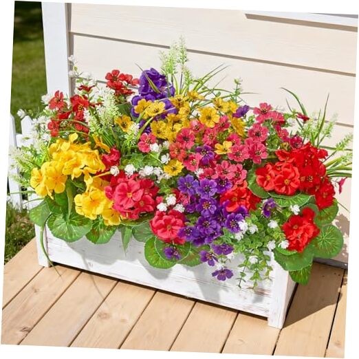 Bundles Artificial Flowers for Outdoors, UV Resistant Silk Faux 16 Mix Color gallery