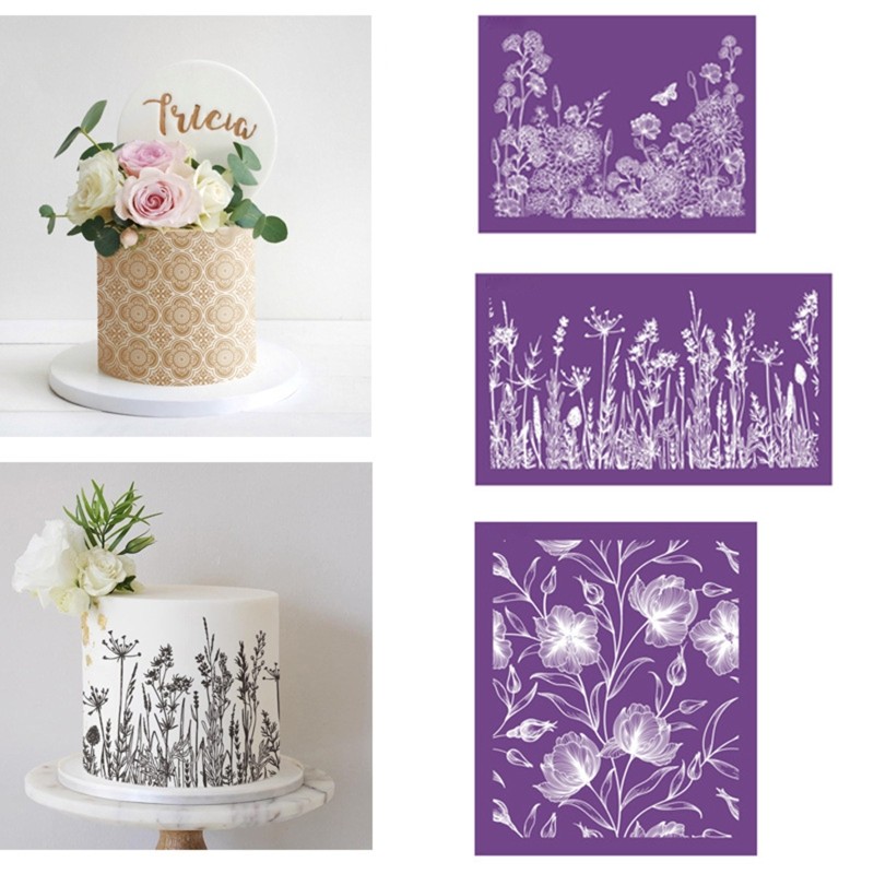 Cake Mesh Stencil Lace Flower Grass Fabric Cake Stencil Decorating Tool gallery