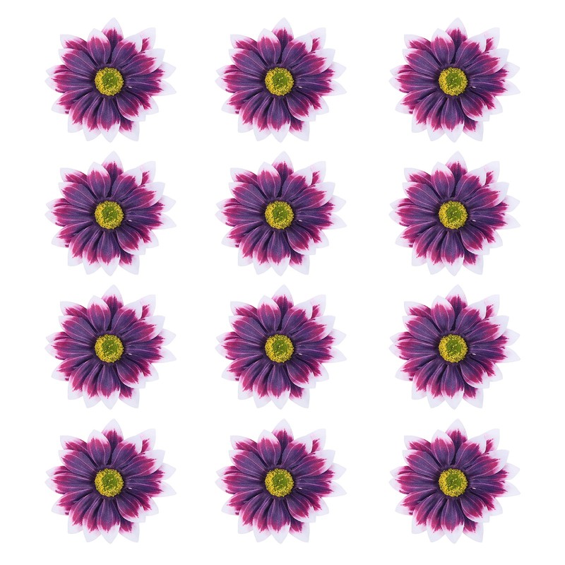 12 Pcs Artificial Daisies Flower Heads, Fake Chrysanthemum Heads, Plum