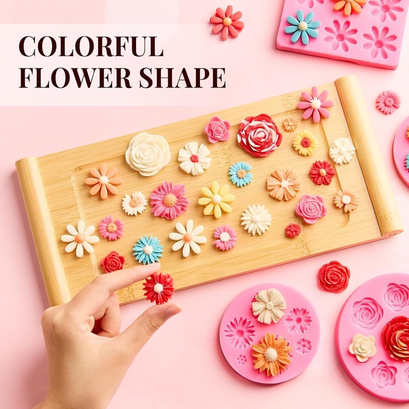 4 Pcs Flower Silicone Fondant Molds, Daisy Rose Flower Chocolate Candy Molds ... gallery