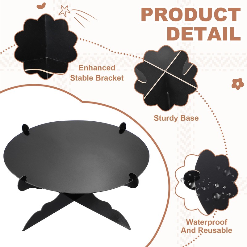 1-Tier Cardboard Cake Stand Holder, 12 Inch Round Cupcake Stand, Black gallery