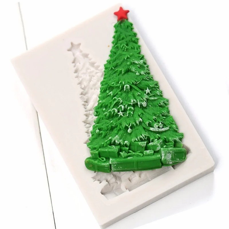 3D Christmas Tree Silicone Mold Xmas Tree Fondant Sugarcraft Chocolate Mould