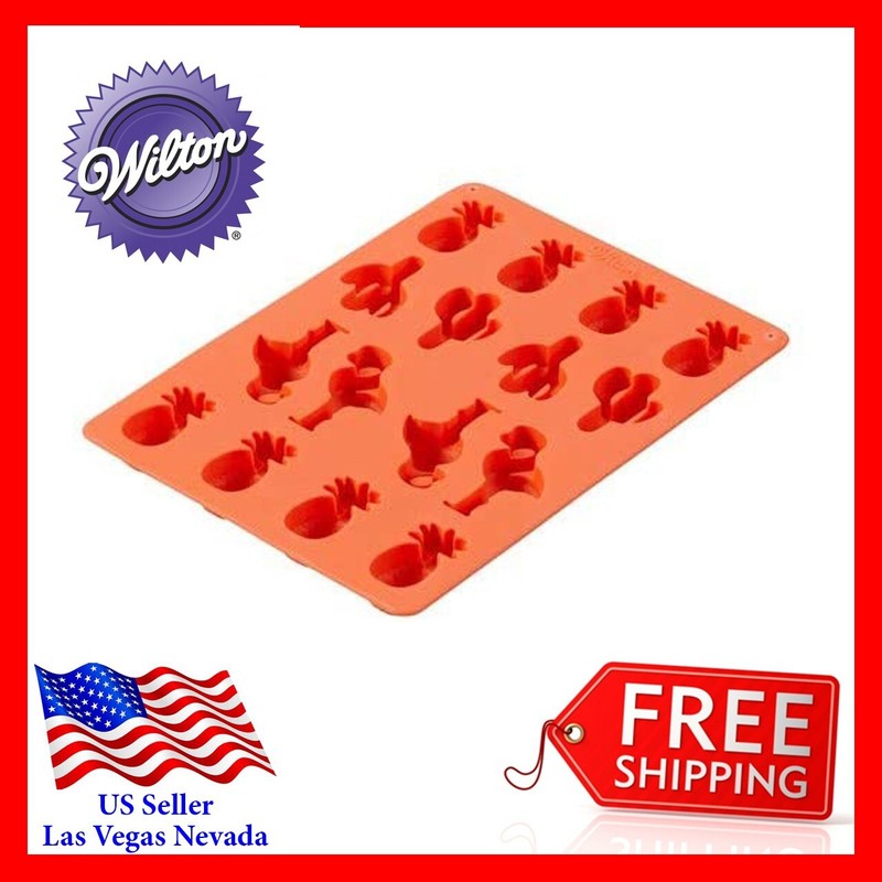 Wilton Tropical Mini Silicone Candy Mold 12 Cavities Catus Flamingo Pineapple