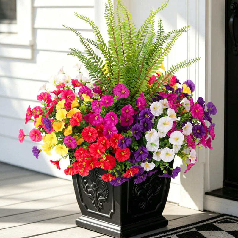 Artificial Flowers Fake Plants for Outdoors Decoration, 1 inch, Mixed Color