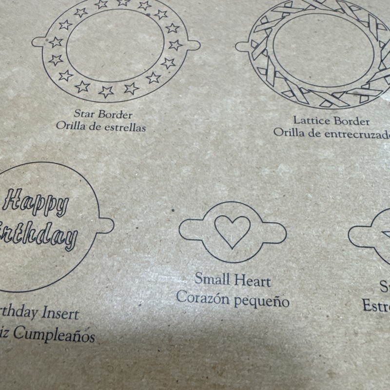 Pampered Chef Cake Stencil Set #1535 New Birthday Heart Balloon Celebration gallery