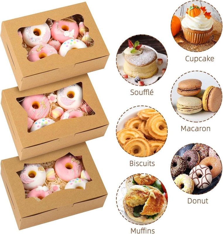 Cookie Box Bakery Box Treat Box Pastry Box with Window 8x6x2.5 Inches 24pcs gallery