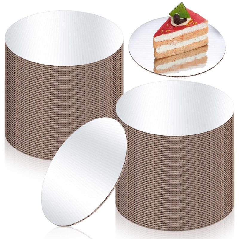 100 PCS 5 Inch Cake Board Round Mini Cardboard Circle Grease Proof Tray Silver