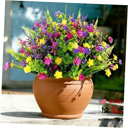 Artificial Flowers for Outdoors, Faux Flowers, UV 12 Bundles Multi Color