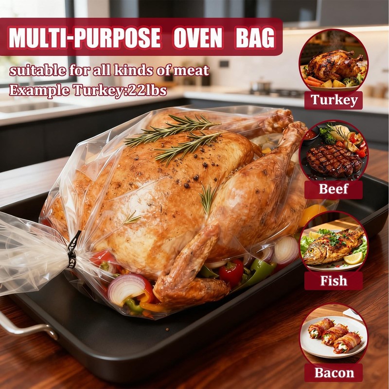 Turkey Oven Bags,Large Size 17’’ x 22’’, Oven Bags for R gallery