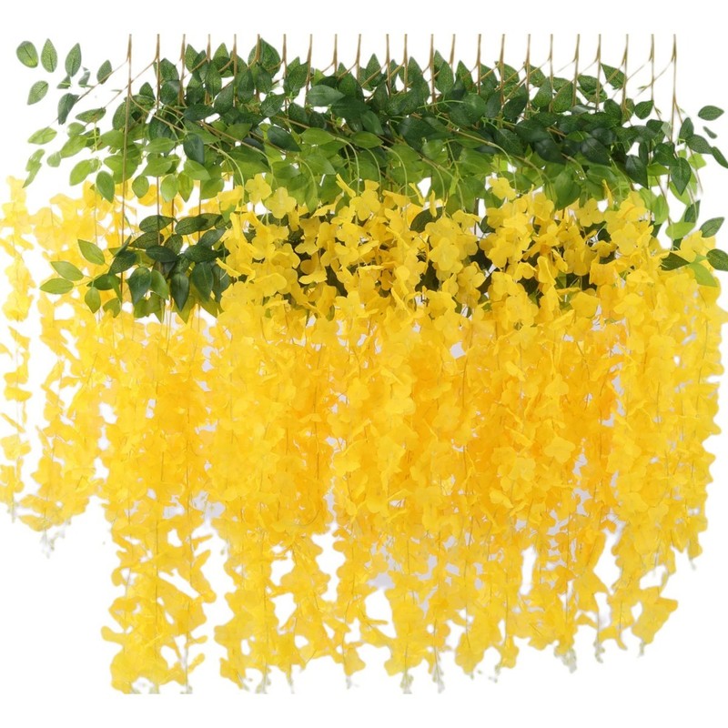 Fermus 24 Pack 3.6 Feet Artificial Wisteria Hanging Flowers Garland Fake