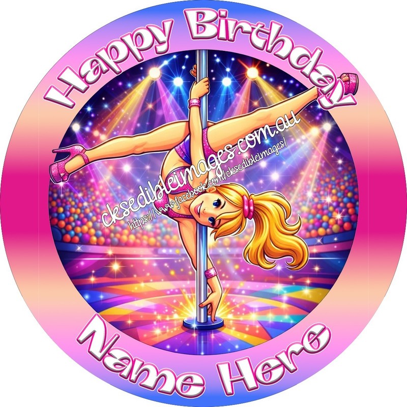 Pole Dancing Edible Image Cake Cupcake Icing wafer Topper 5-8 Inches