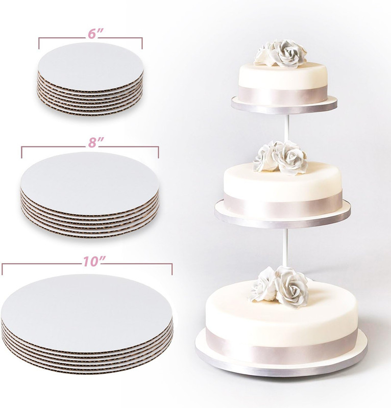 18 PCS Round Cake Board Set 6 8 10-Inch 6 of Each Size Cardboard Base gallery