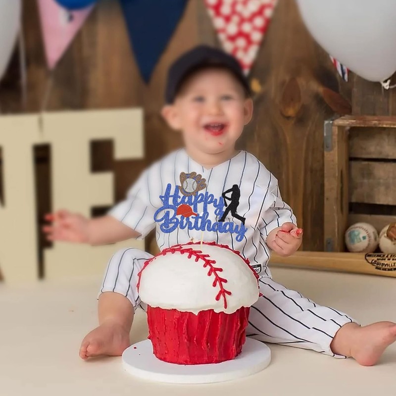 1 Pack Baseball Theme Cake Topper Sports Happy Birthday Baseball Player Cake gallery
