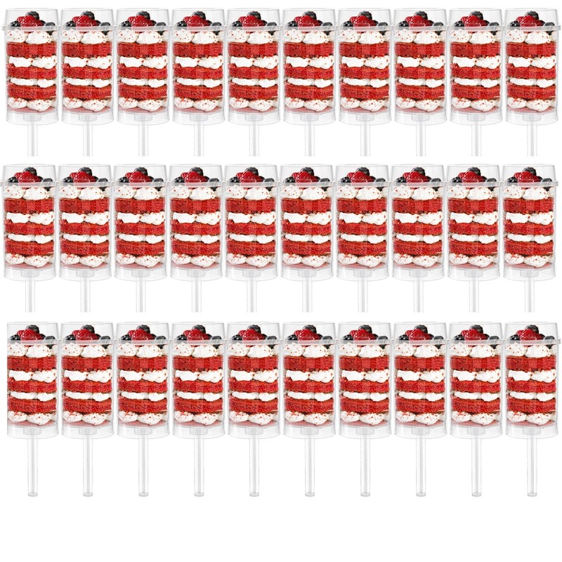 30 Pack Push Cake up Pop Containers with Lids, Cake Pop Shooter, Mess-free Pl…