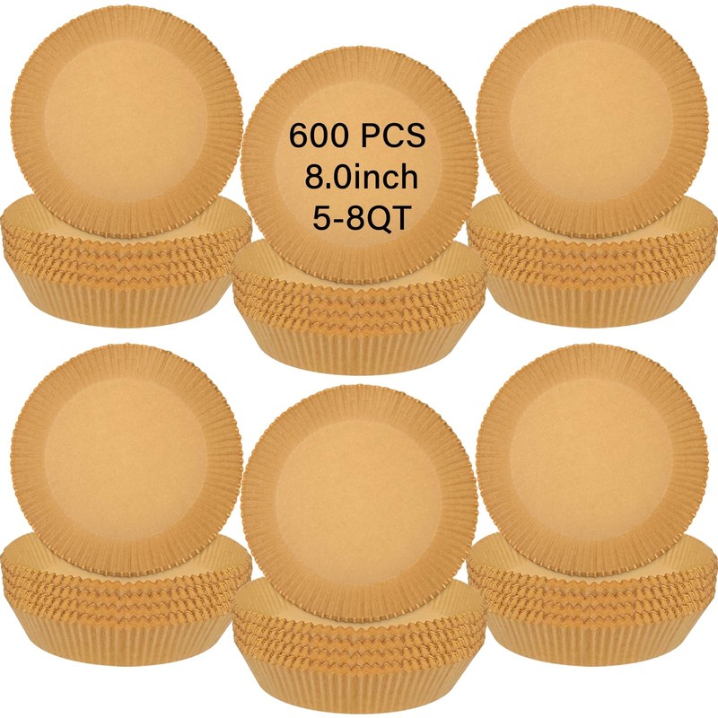 600 Pieces Air Fryer Paper Liners Disposable 8 Inch Parchment 8 Inch-round