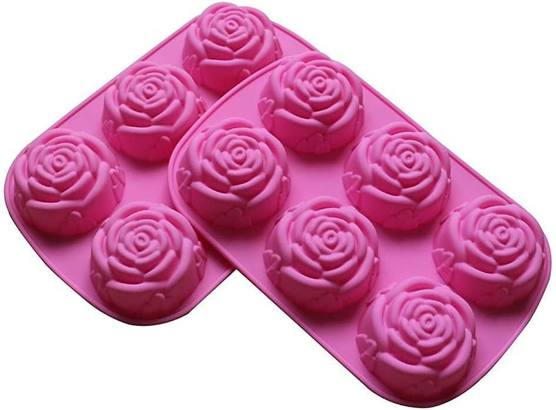 2 Pack of X Large Rose Flower Ice Cube Chocolate Soap Tray Mold Silicone Party M