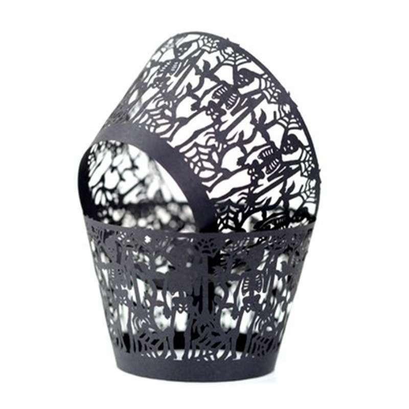 Halloween Pumpkin Wrapper 12PCS/Set For Party black Lace Baking Cup Cupcake gallery
