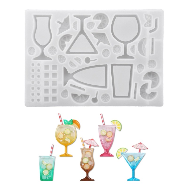 Cocktail Drink Shape Detailed Texture Glitter Crafting Jewelry Accessory