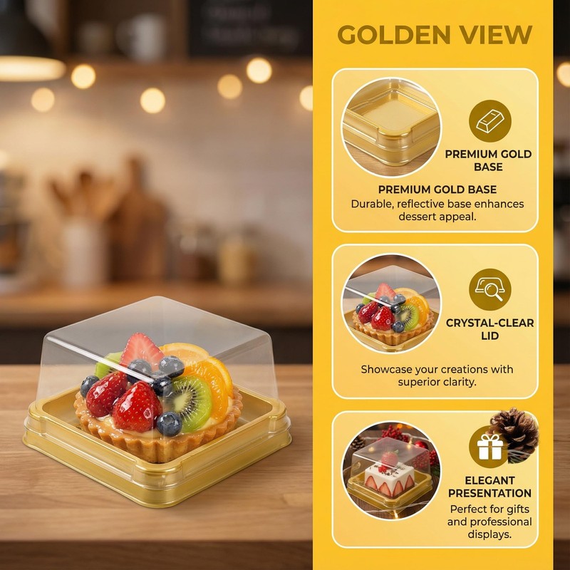 Housoutil Square Mini Cake Boxes 50 Pack Clear Plastic Food Storage Container... gallery