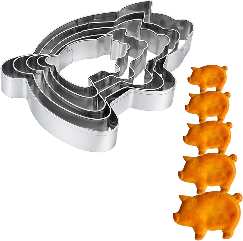 5 Pcs Pig Marranitos Cookie Cutter Mexican Set Silver