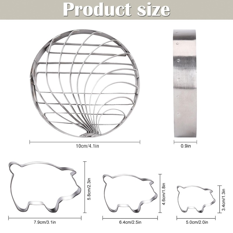 Concha Cutter Mexican Bread Mold With 3 Sizes Pig Cookie Cutter Set,Concha St... gallery