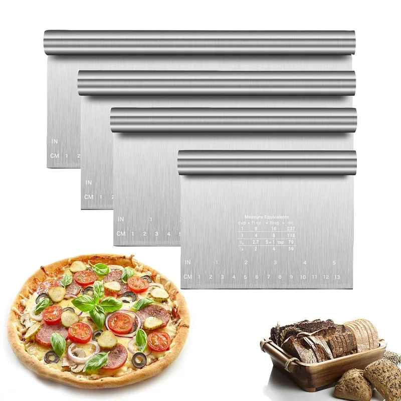 Stainless Steel Pasty Cutters DIY Dough Cake Scraper With Scale Pastry