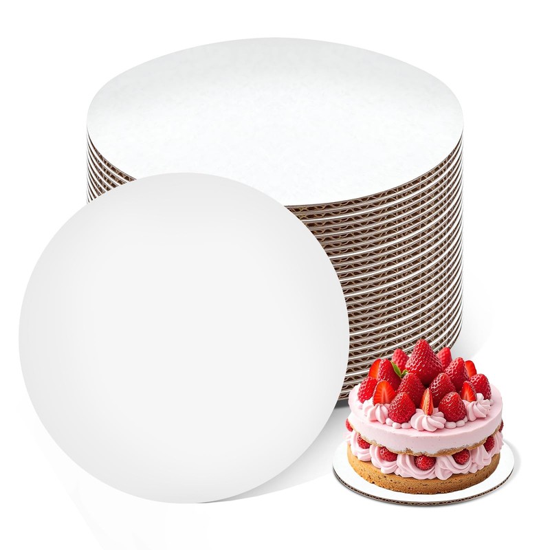 10 Inch Round Cake Boards, Thin and Sturdy Cardboard Base Food-Grade Waterpro…