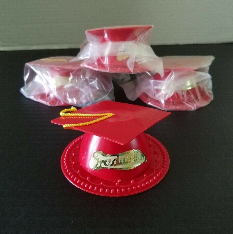 Graduation Cap Red With Gold Tassel CAKE TOPPER 3.5″ Base 2.5″ Cap New Sealed