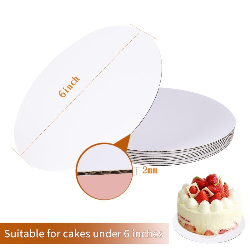 40 Pack 6 Inch Round Cake Boards Disposable Cardboards Base for Desserts gallery
