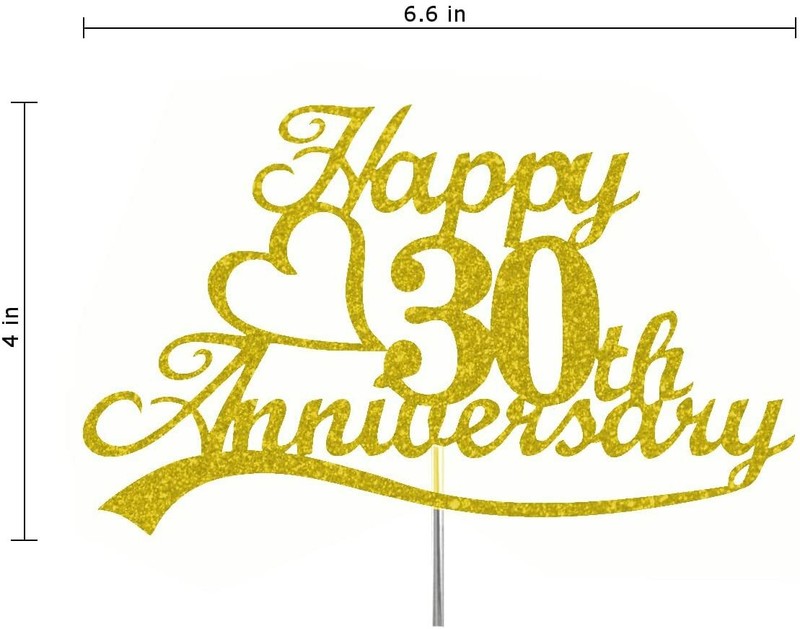 30th Anniversary Cake Topper Gold Glitter, 30 Wedding Anniversary Party Decorati gallery