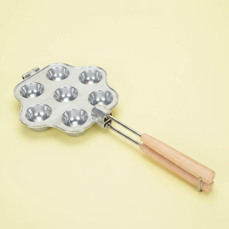 Tartlet Pan Dessert Cavity Pan Hinged 7-Cavity Tart Pan Wooden Handles gallery