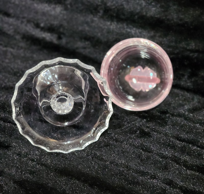 Pink Bow Glass Cupcake Stand 8x5 Cloche Domed Lid Scalloped Base Bridal Baby NEW gallery