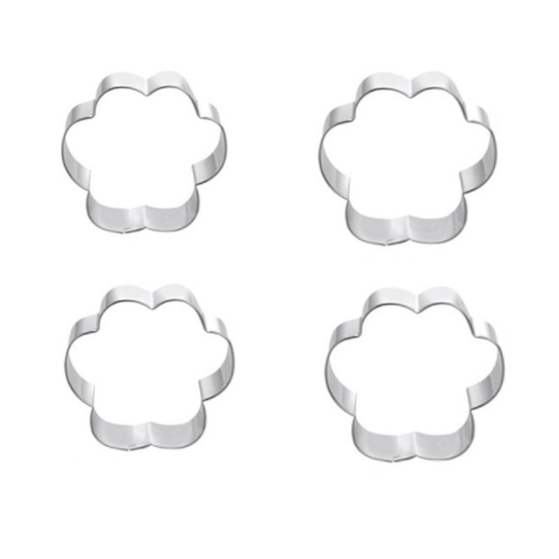 4pcs Dog Paw Cookie Stainless Steel DIY Cake Moulds Baking Tool
